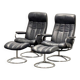 Chaise Stressless Ekornes avec pouf - Cadre chromé (années 1970) (prix pour une)