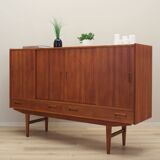 Buffet haut en teck, design danois, années 1970, fabriqué par Børge Dam
