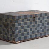 Ancienne malle peinte à décor géométrique (c.1920) #8
