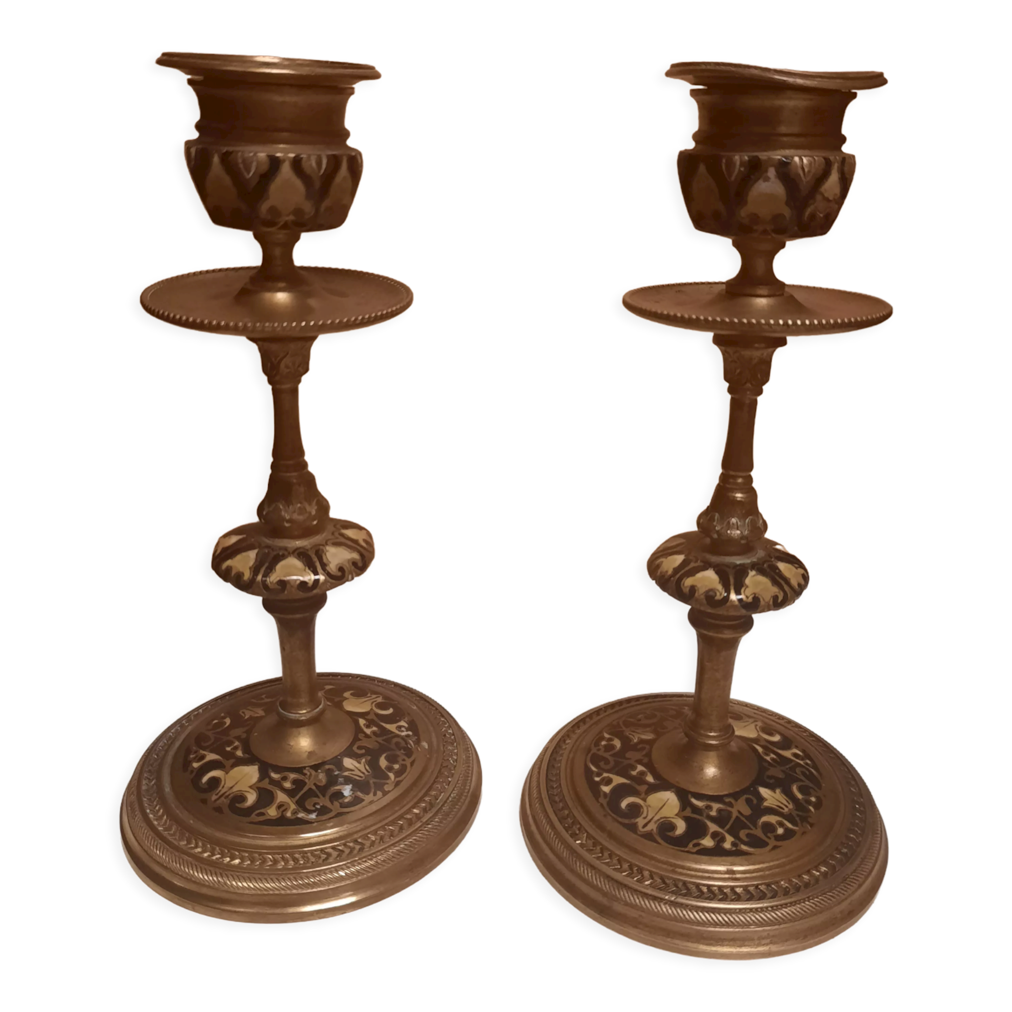 Pair of gilded bronze candlesticks Napoleon III