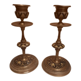 Pair of gilded bronze candlesticks Napoleon III