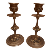 Pair of gilded bronze candlesticks Napoleon III