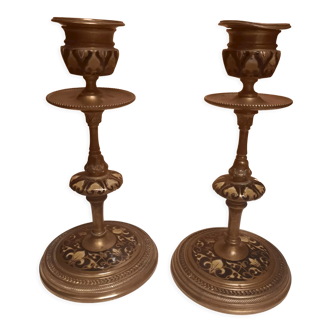 Pair of gilded bronze candlesticks Napoleon III