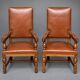Pair of Renaissance armchairs. Carved solid oak. Holland. Late 19th century.