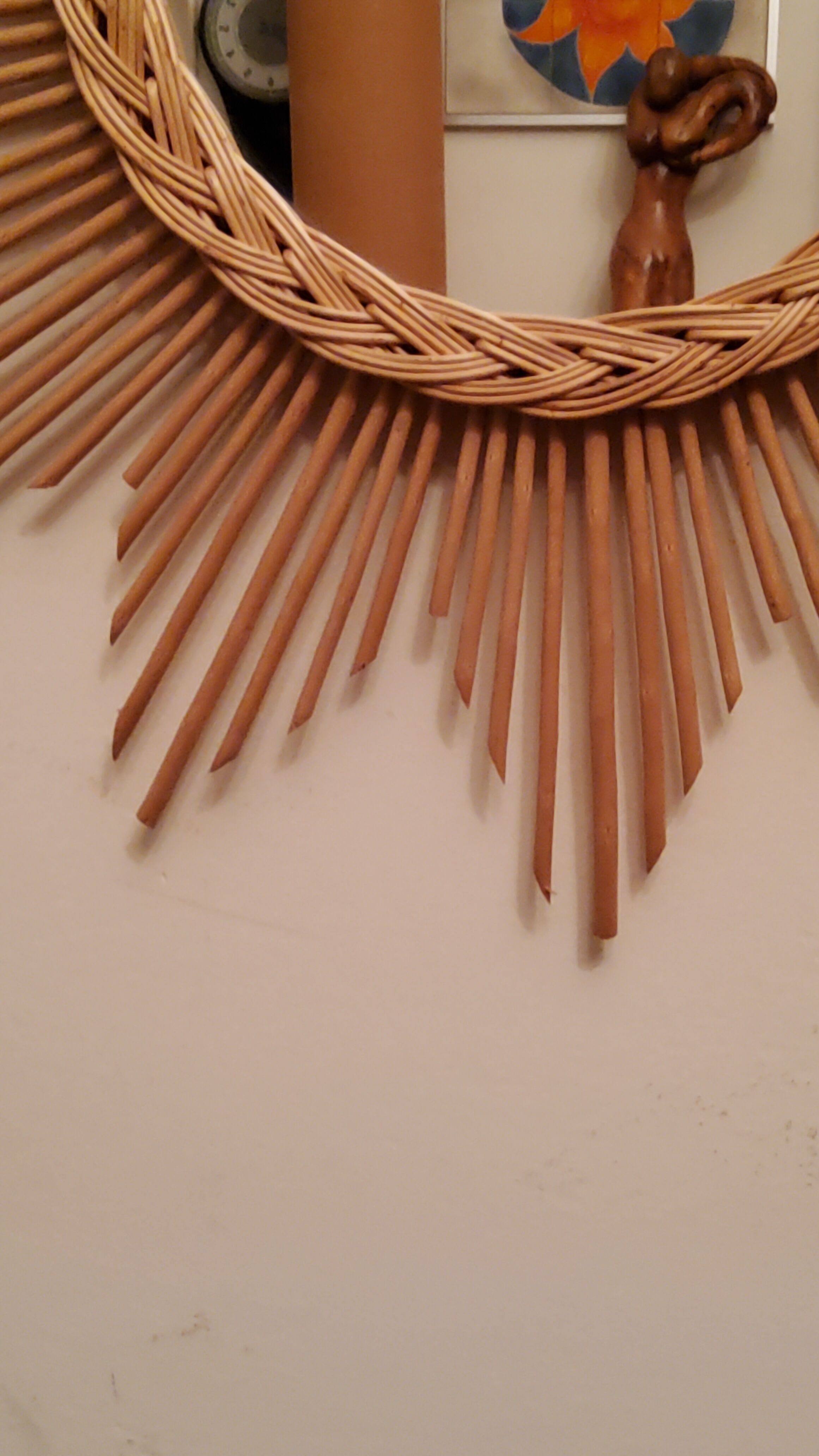 Rattan sun mirror from the 70s