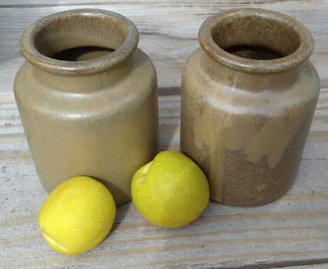 Duo of stoneware pots