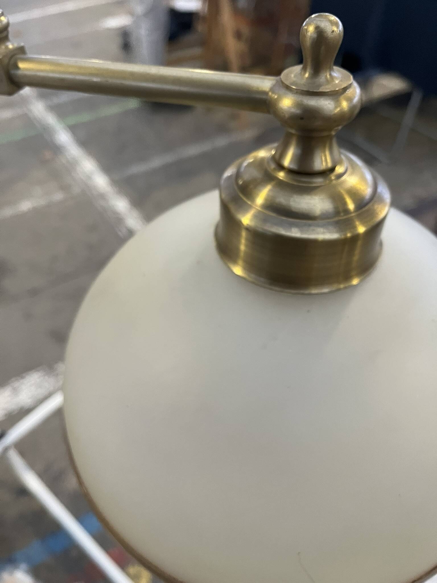 Vintage chandelier in wood and brass