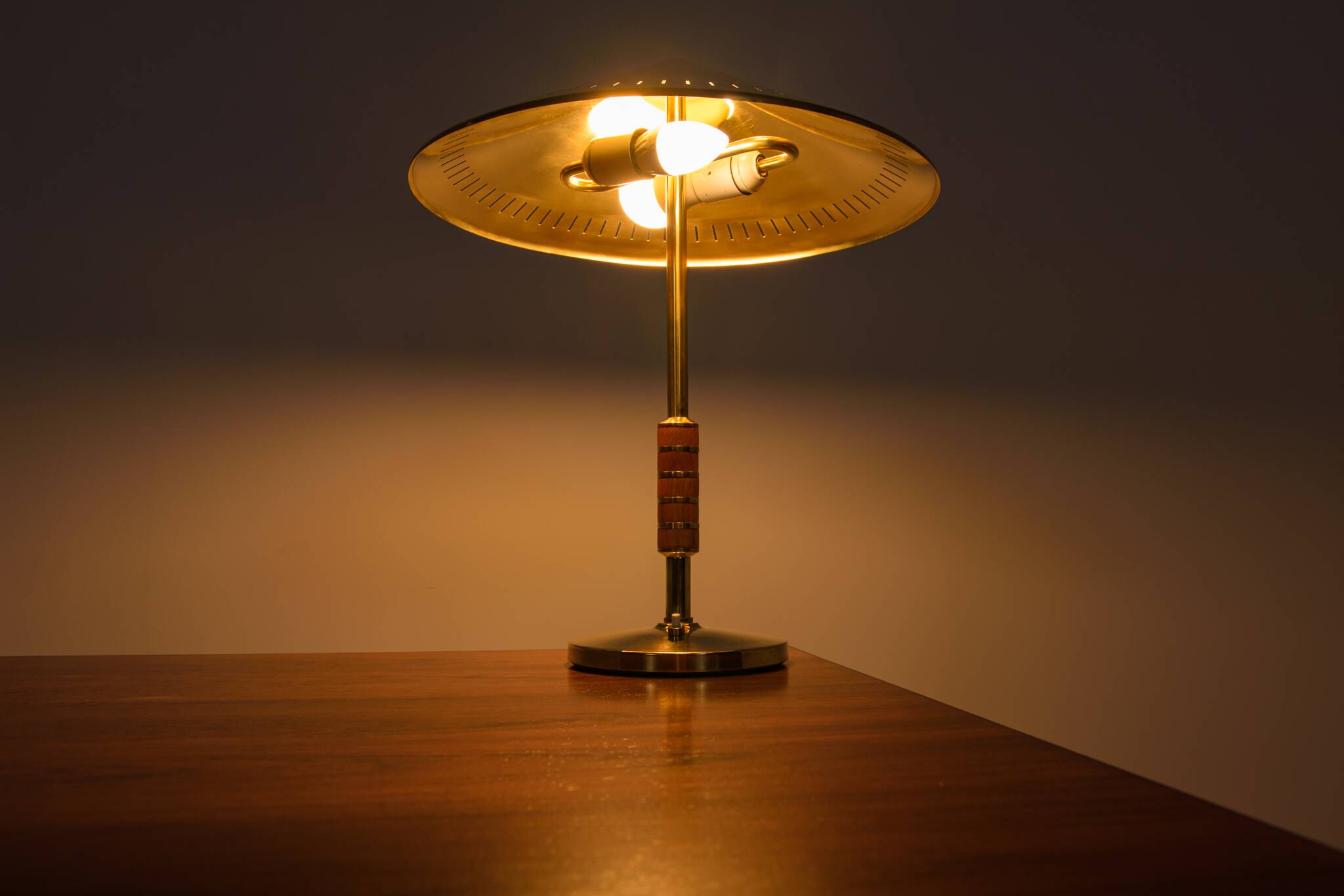 Vintage Modern Table Lamp in Brass by Bent Karlby for Lyfa, Denmark, 1956