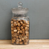 Old jar and tokens in turned wood