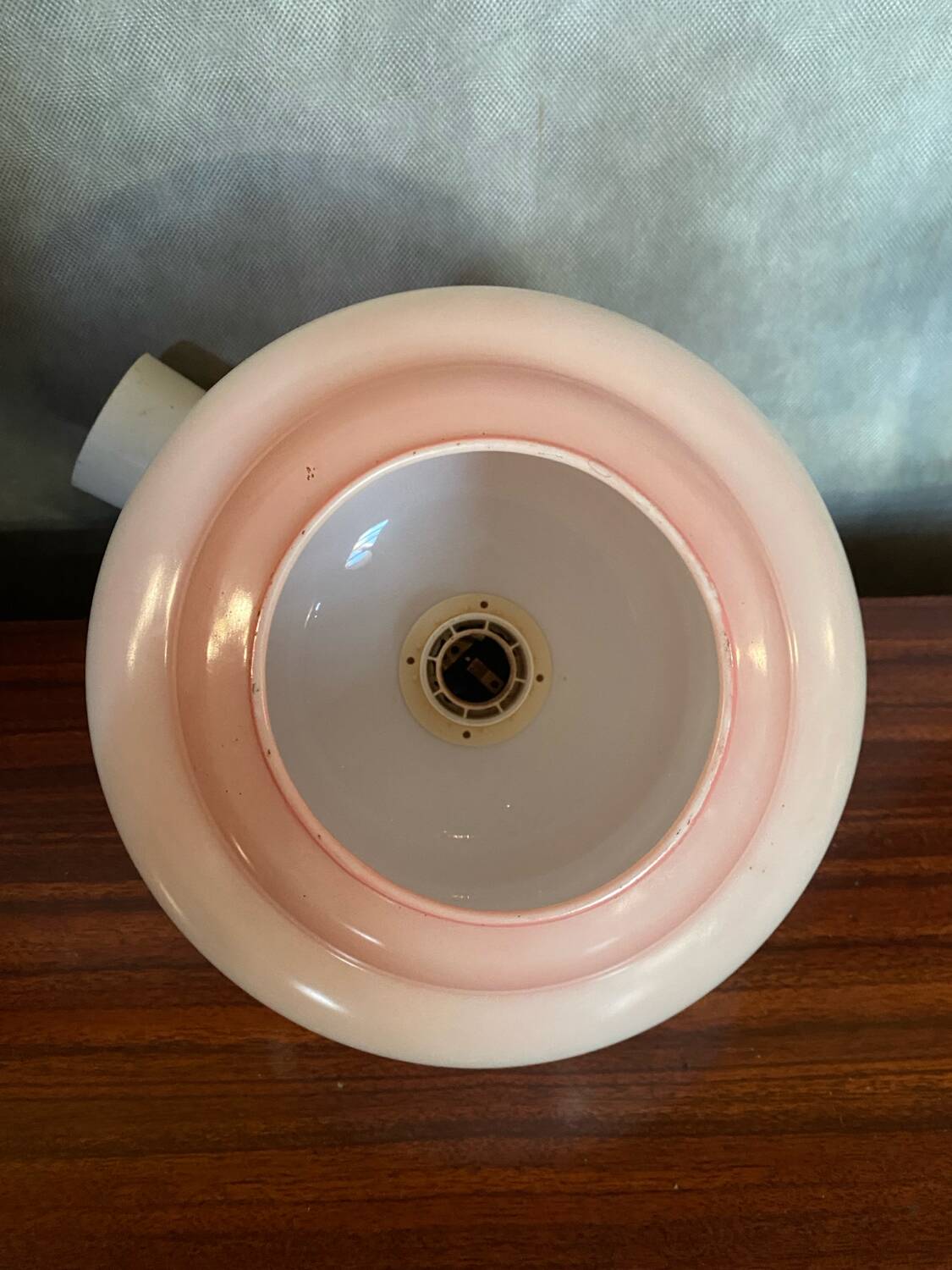 Old Opaline Pendant Light White & Pink 70s Vintage #B844