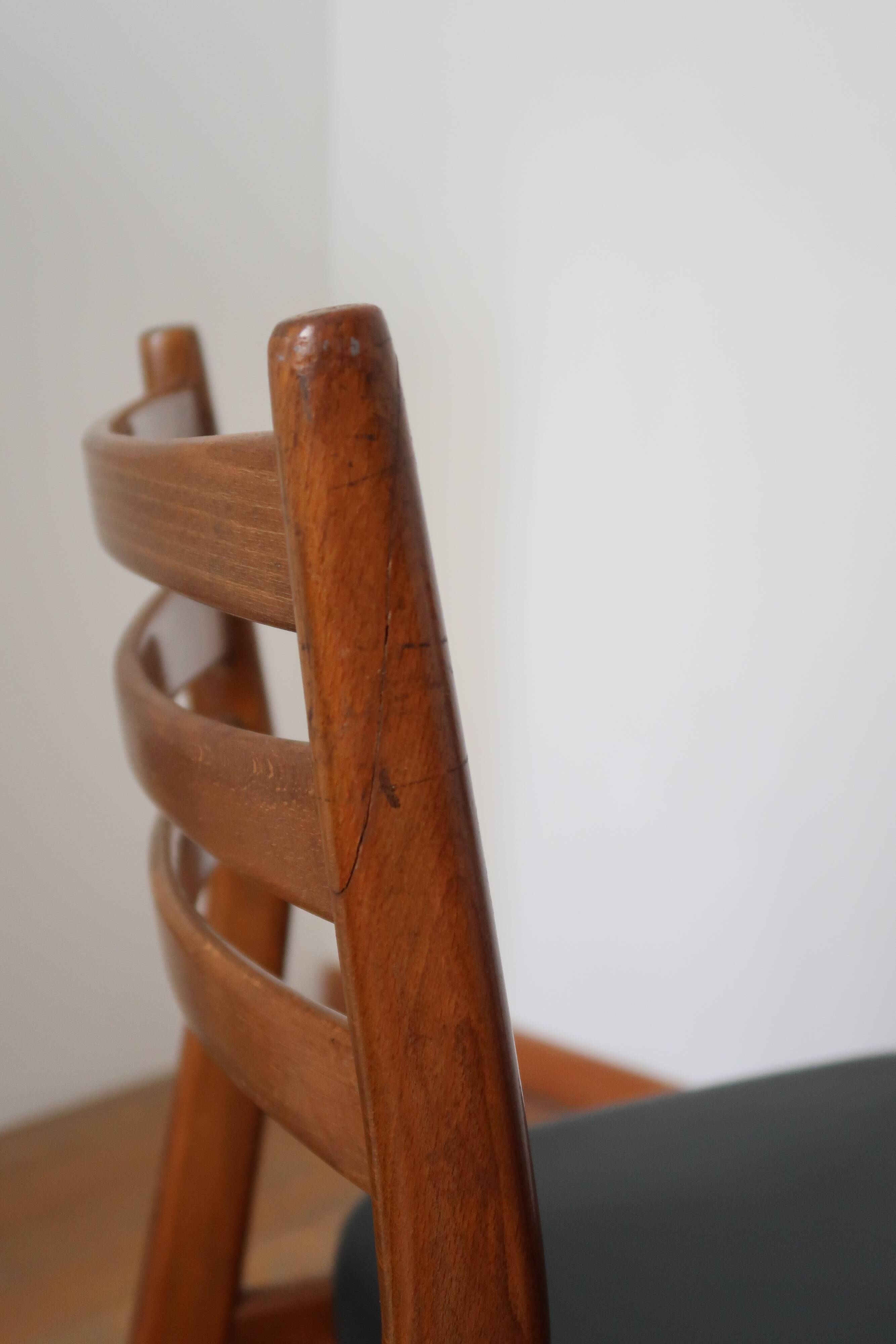 6 Scandinavian beech skai chairs