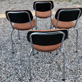 Chromed metal and wool chairs