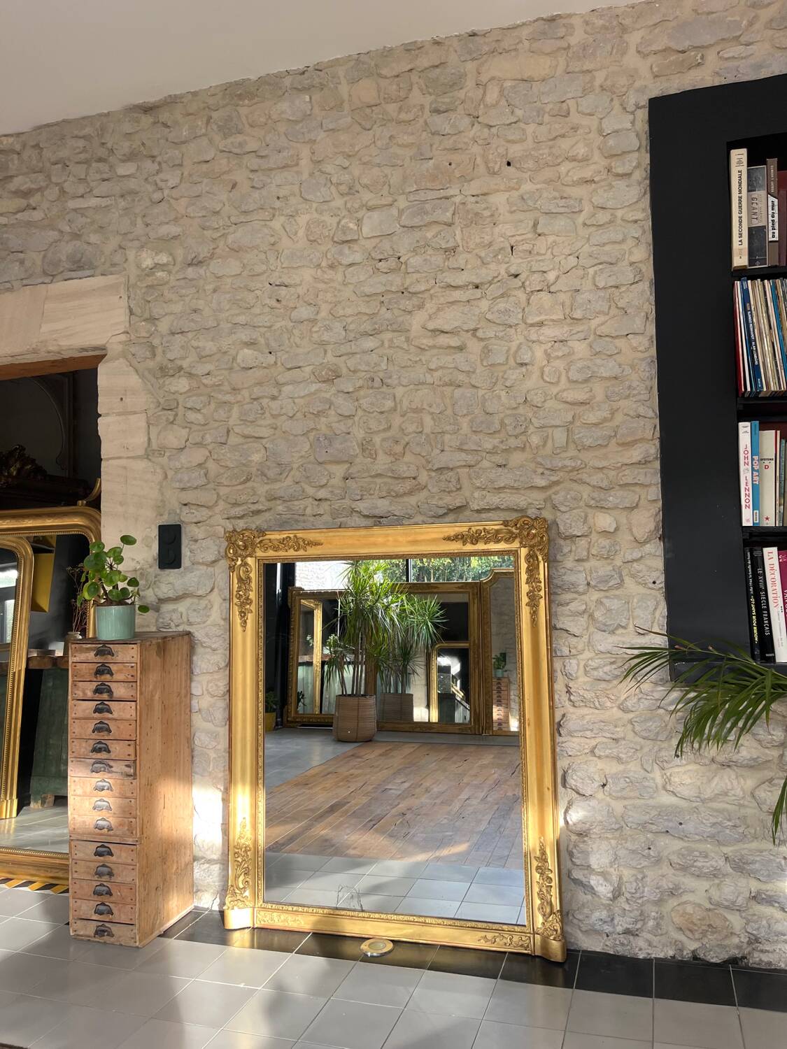 Empire period fireplace mirror, sublime gold leaf, 127cm/106cm