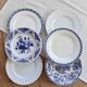 6 mismatched antique blue and white dinner plates – earthenware, porcelain
