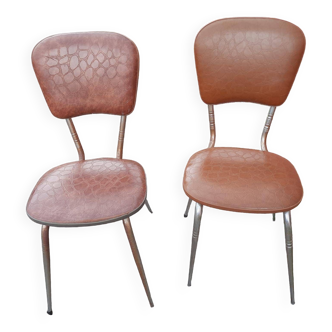 Paire de chaises en skai années 70