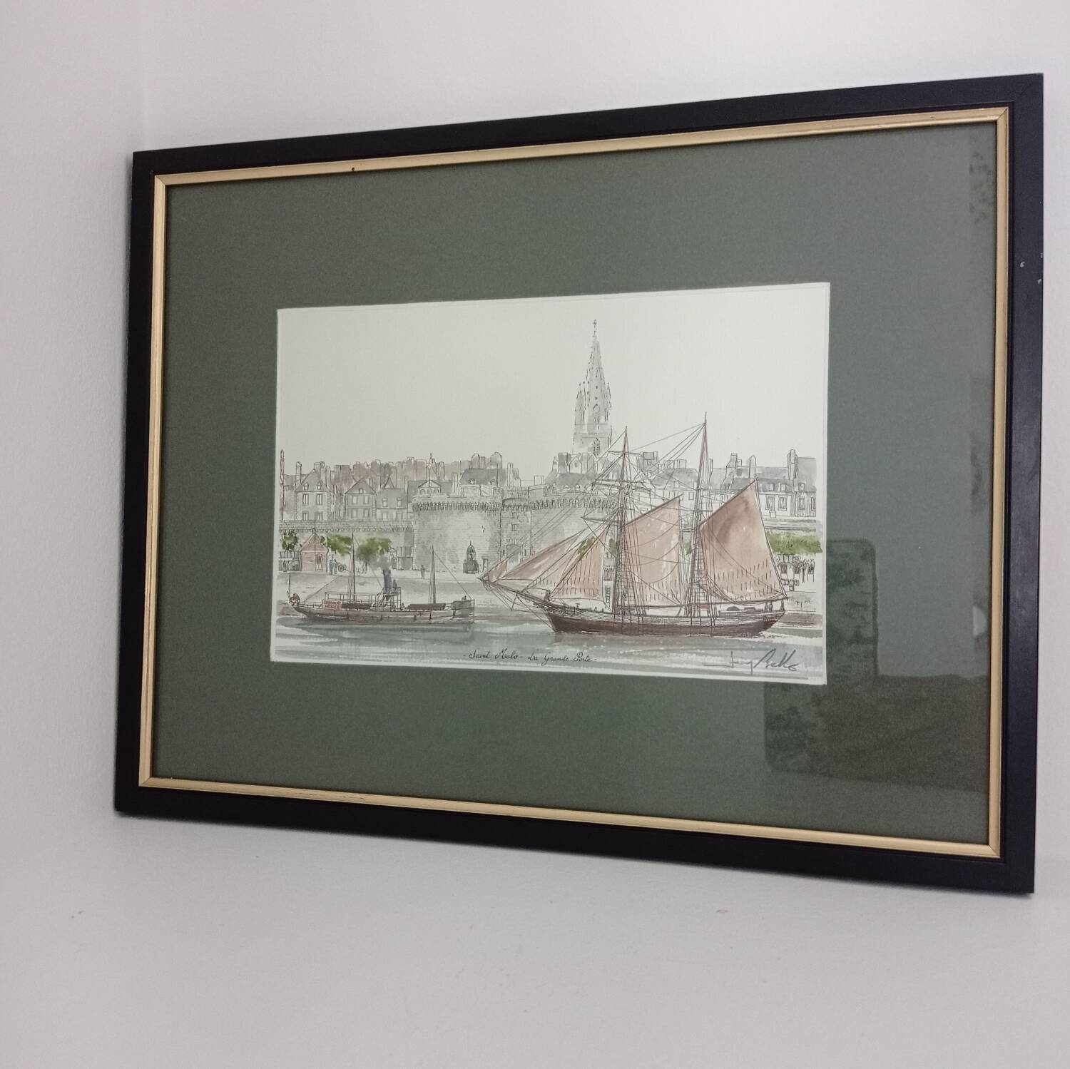 Aquarelle marine signée