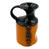 Modernist vase design, orange ceramic with relief cabochons from the 1970s.