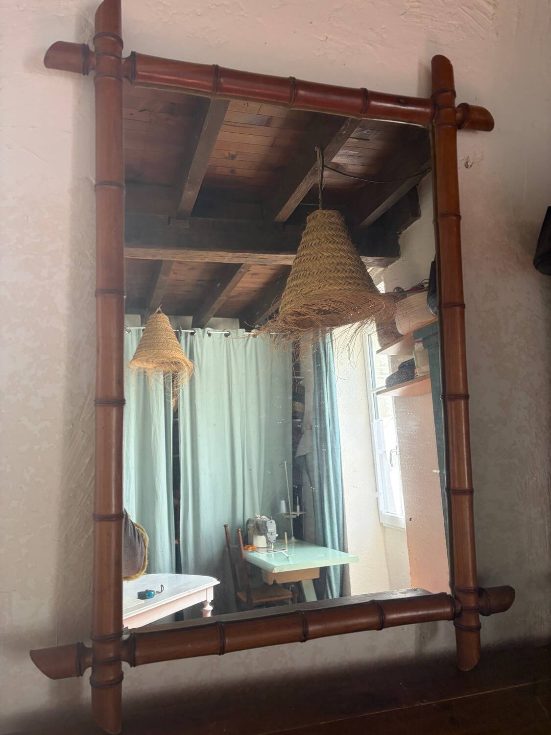 Antique Bamboo Mirror