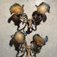 Pair of glass paste wall lights in Art Nouveau style signed Viamme.
