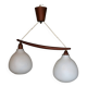 Suspension en verre opalin et teck par Uno & Östen Kristiansson, années 1960.