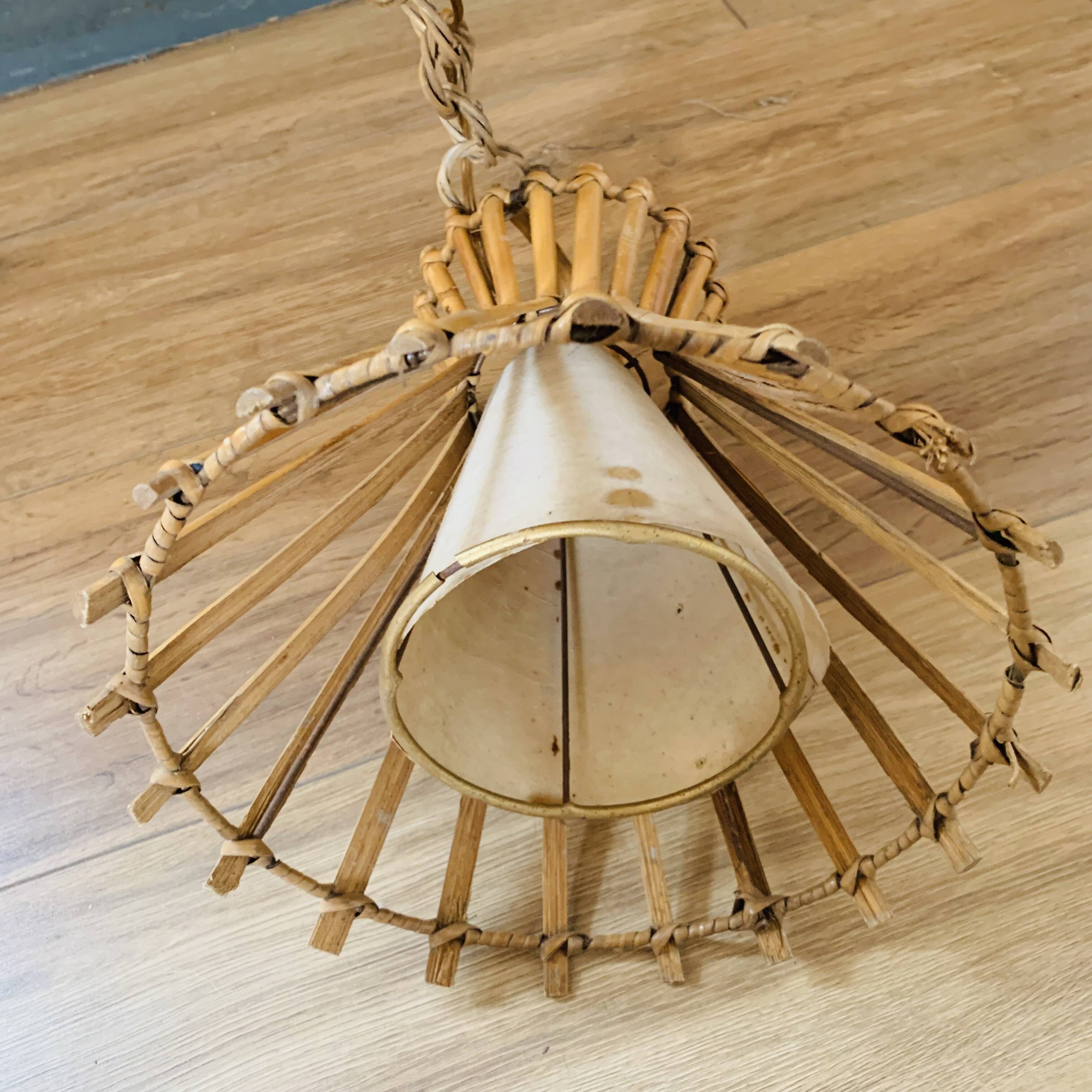 Vintage rattan pendant light