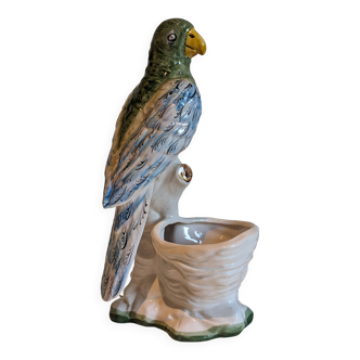 Parrot slip pot vase