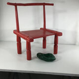Old african baole red painted meditation chair