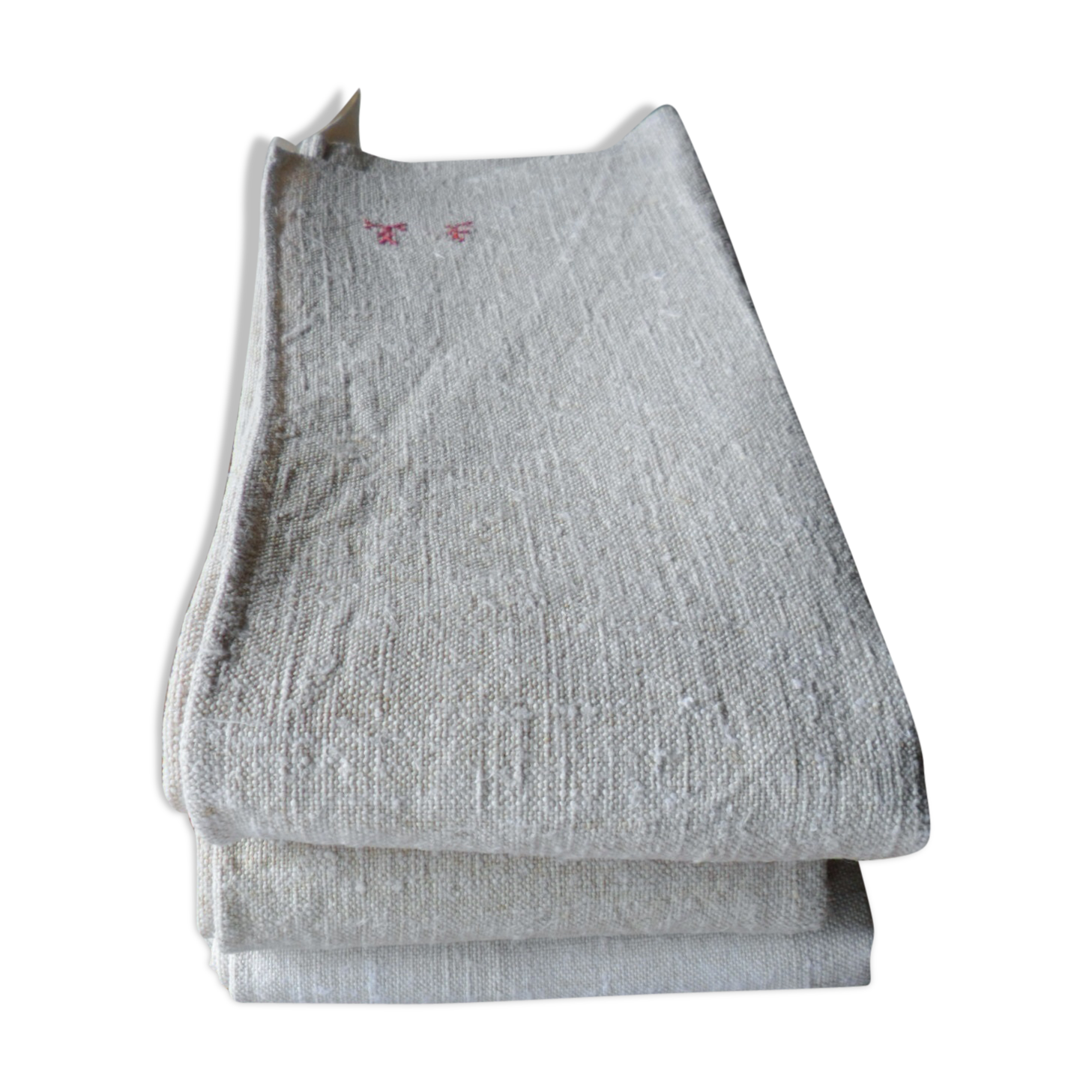 Set of 3 large antique tea towels or hemp towels monogram tf