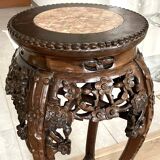 Chinese stool from the 19th century, made of wood and marble. In very good condition.