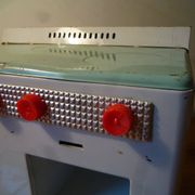 Small metal stove, vintage toy 1950s