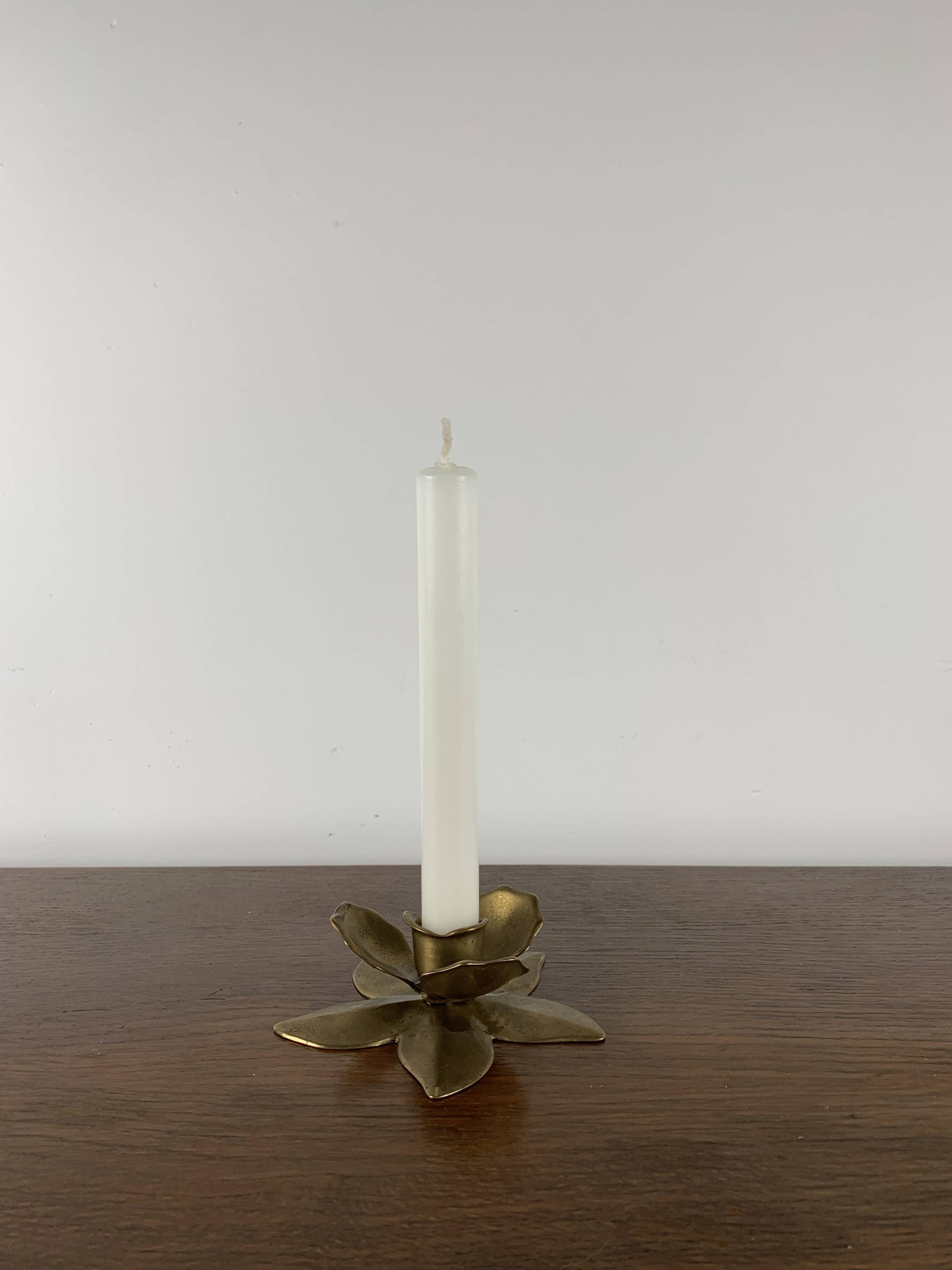 Brass Flower Candle Holder, 1970