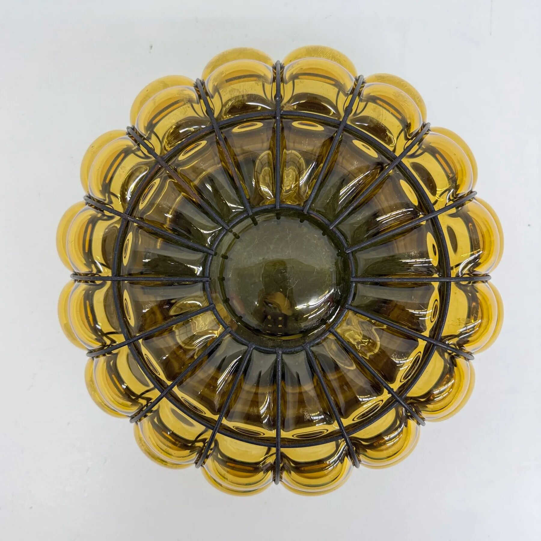 Venetian Murano caged glass flush mount with large bubbles, 1960s