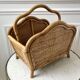 Magazine holder / Pine hutch in rattan, bamboo and canning 70s