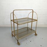 Desserte vintage doré et plexi pliante circa 1960