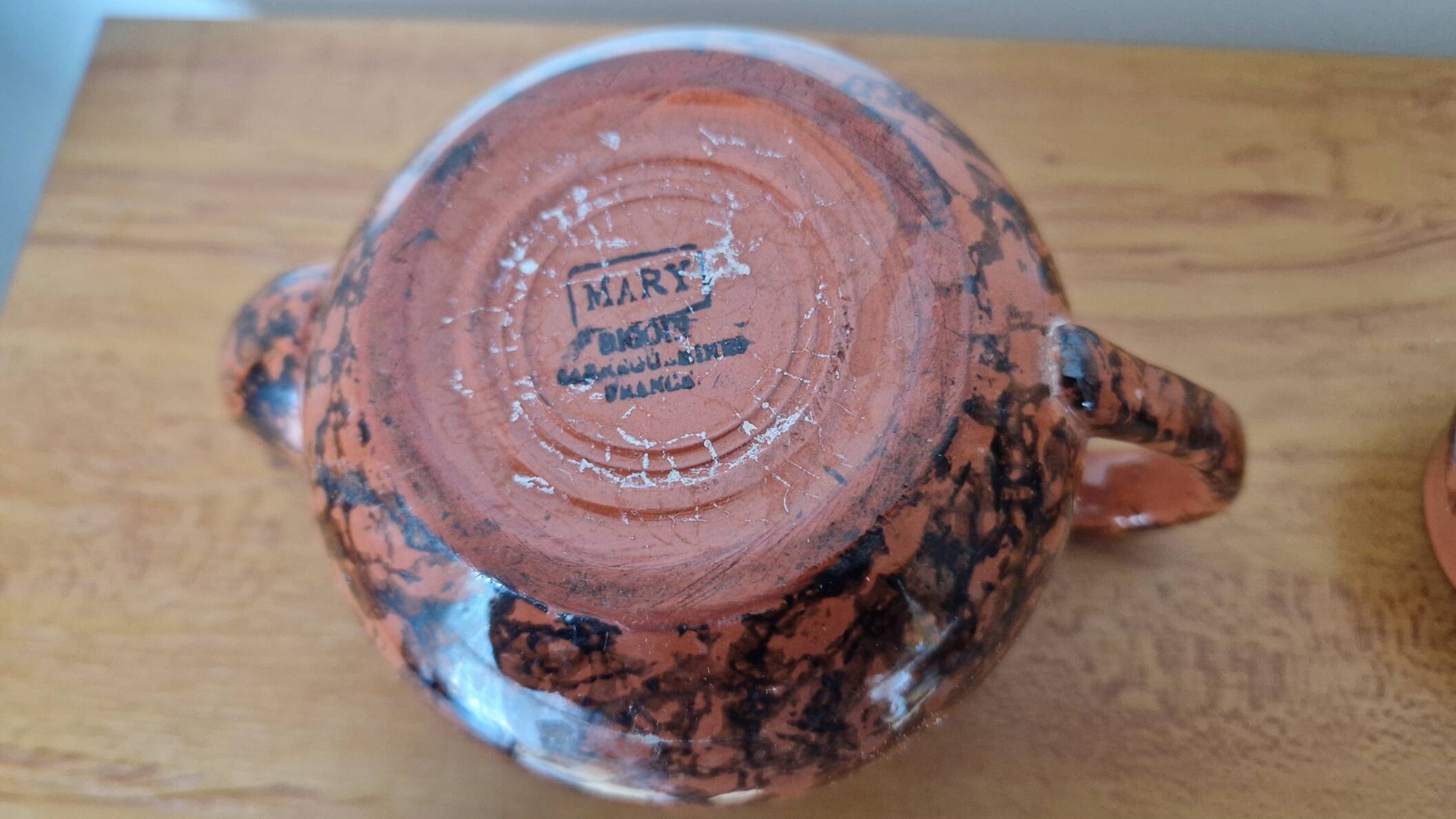 Brown ceramic teapot Sarreguemines model Mary Digoin