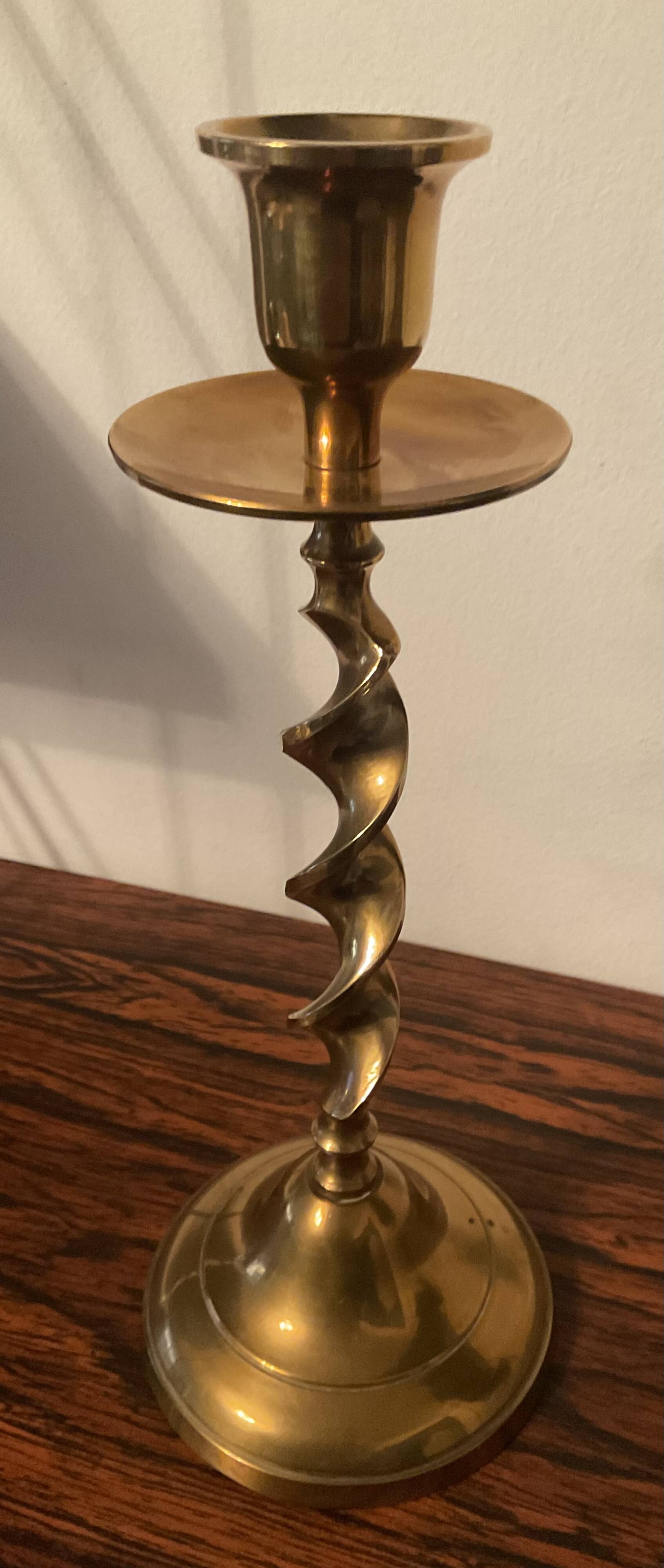 Twisted brass vintage candlestick