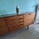 Scandinavian-style enfilade by EROS, made around 1960, in blonde teak, 220 cm.