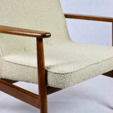 Beige boucle GFM63 lounge chair by J. Kedziorek, 1970s