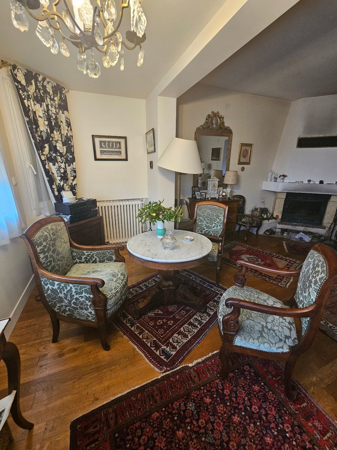 Restoration guéridon in mahogany and marble