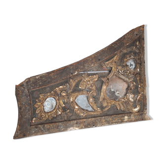 Wooden pediment and old Vietnam mirror