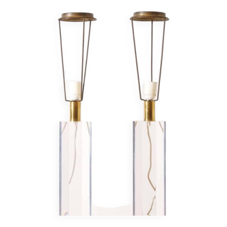 Set of French 1970s Lucite Table Lamps