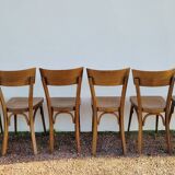 Series of 6 vintage old restaurant bistro chairs - 1950s