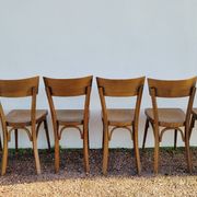 Series of 6 vintage old restaurant bistro chairs - 1950s