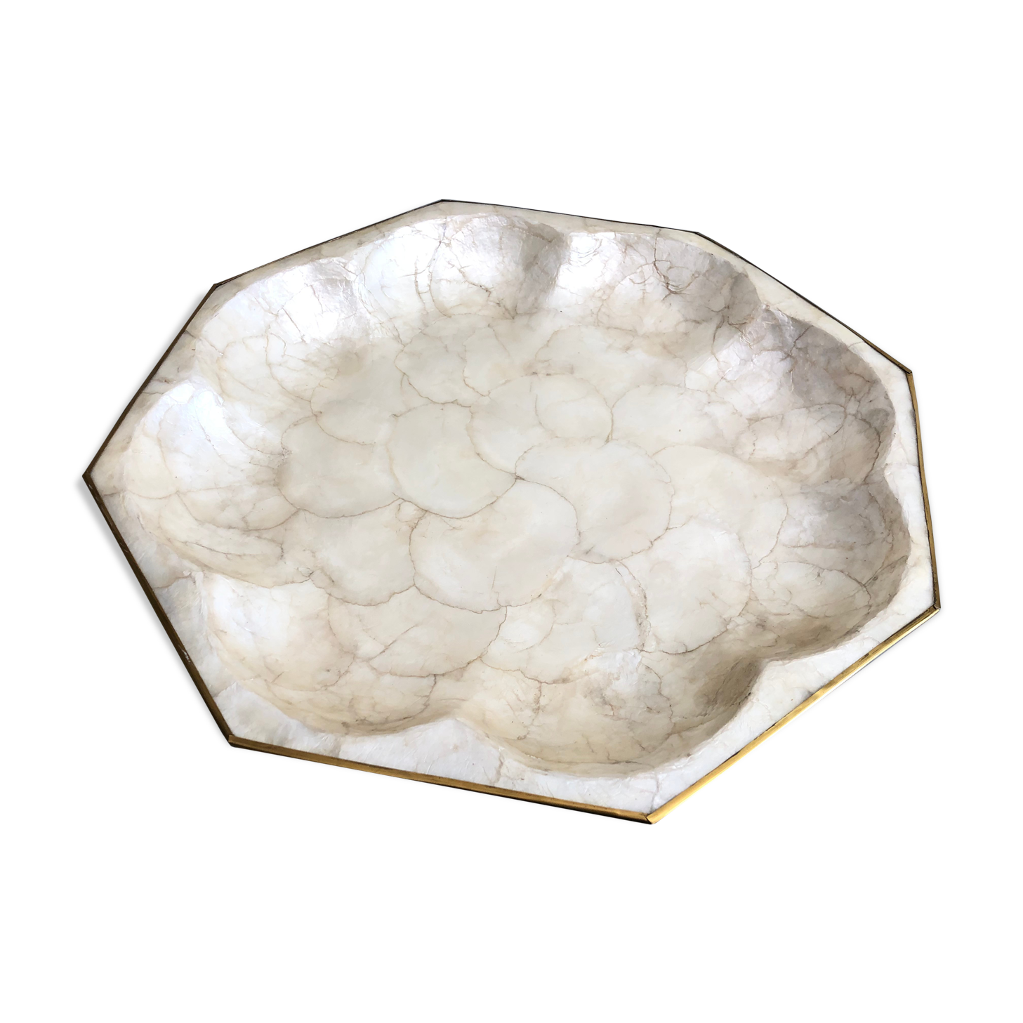 Mother-of-pearl and brass tray