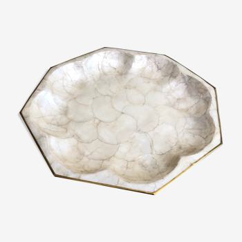 Mother-of-pearl and brass tray