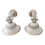 Paire d'appliques vintage en verre sablé et doré