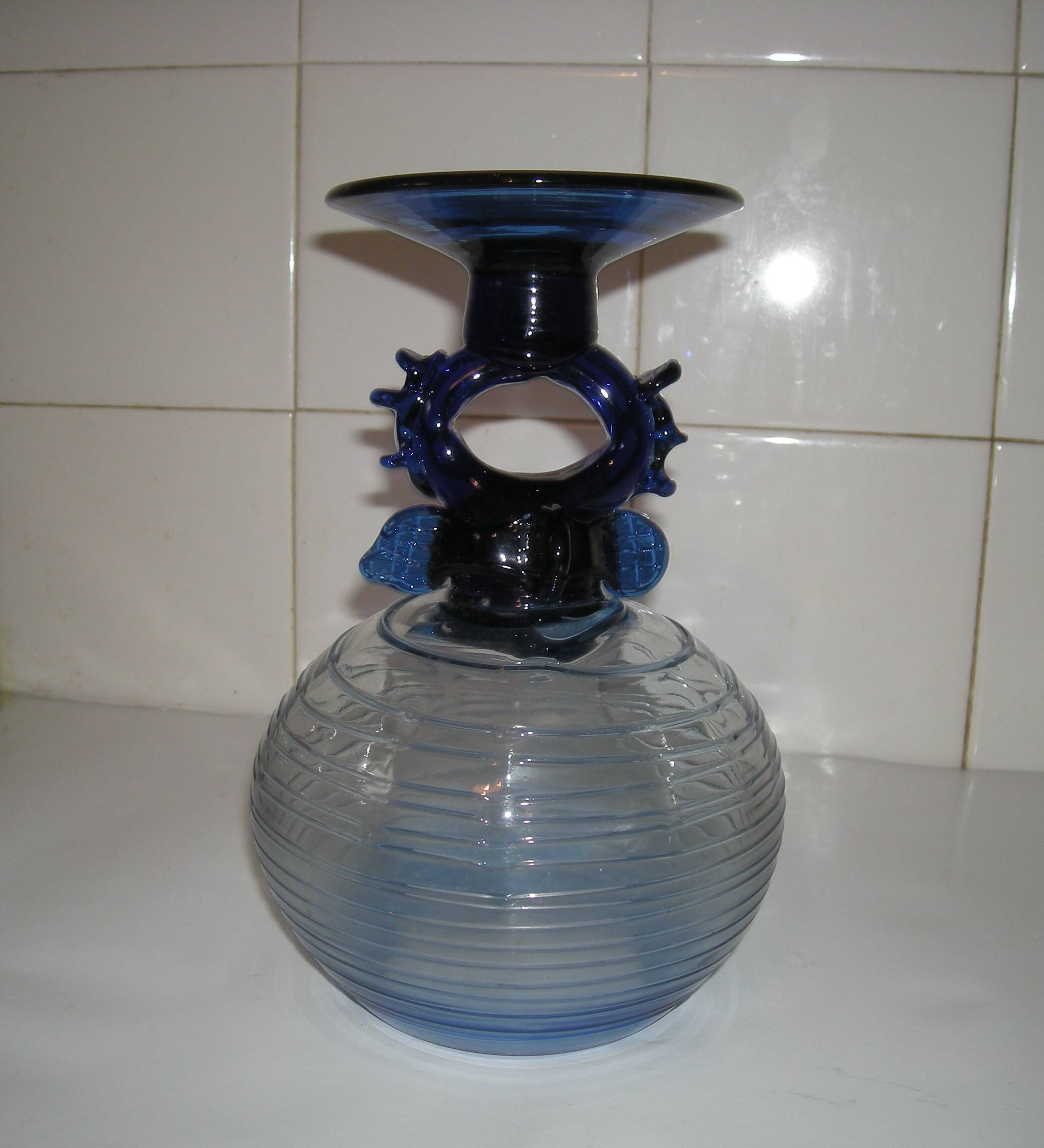 Coupe de verre Murano décorative bleu cobalt