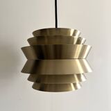 Brass & Lacquered White Aluminium Pendant Lamp by Carl Thore, design 1970