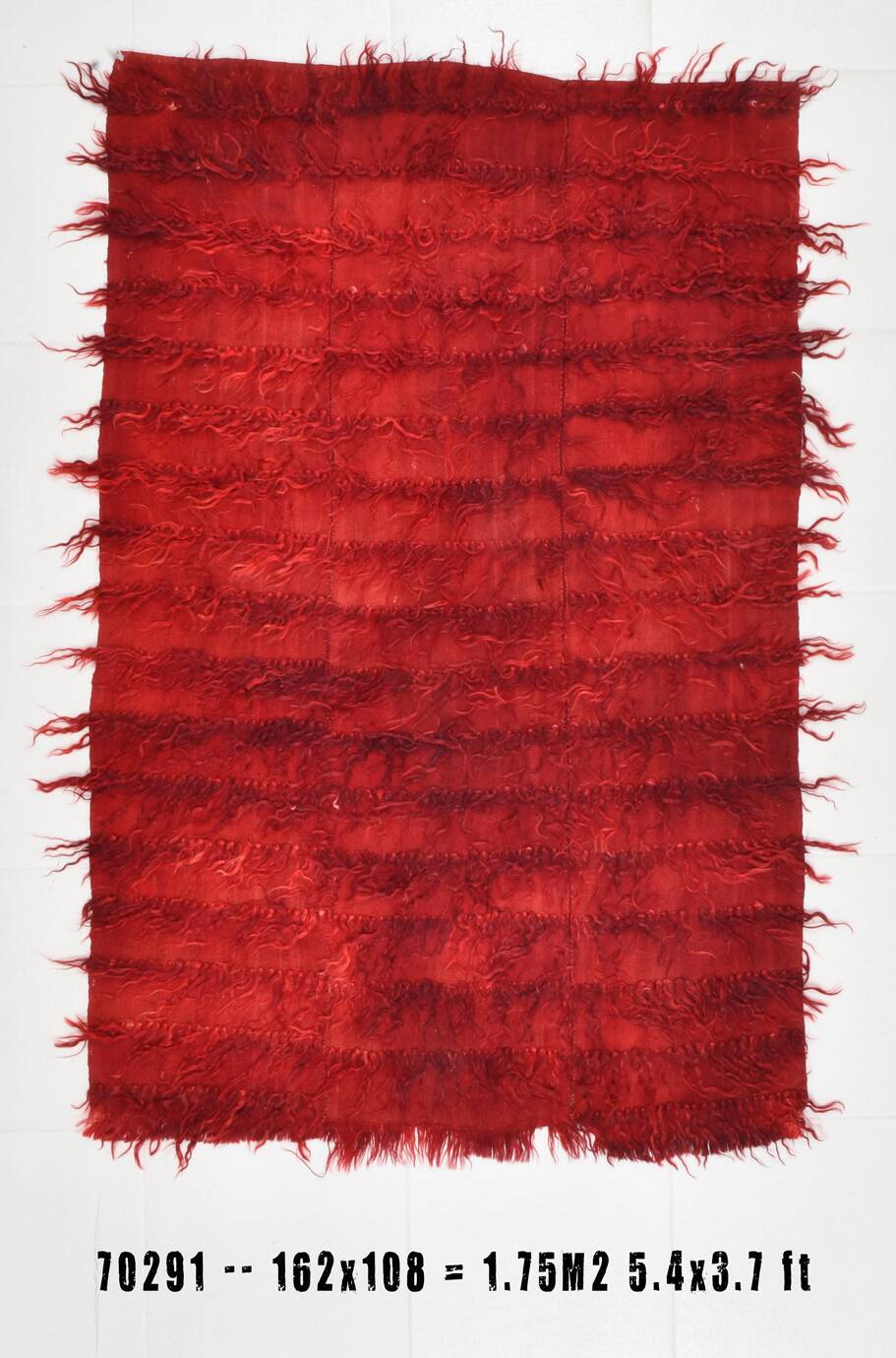 3x5 Wine Red Long Hairy Vintage Kilim Rug, 108x162Cm