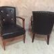 Paire de fauteuils en skai noir 1940